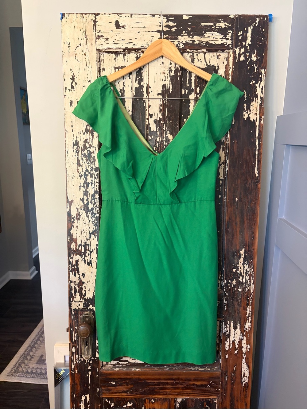 Jenny Yoo Collection size 10 Green Ruffle V-Neck Women’s Dress